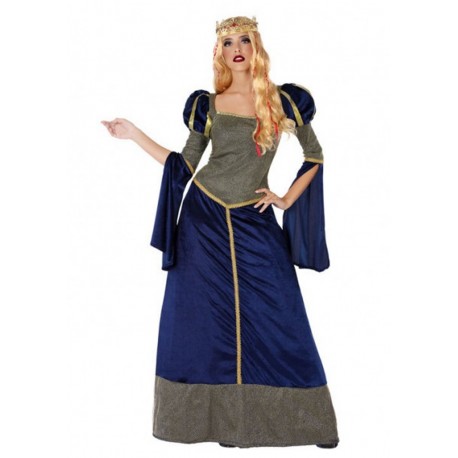 disfraz, medieval, dama, edad media, vestido, azul, mujer, adulto