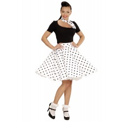 FALDA 50´S BLANCA LUNARES + PAÑUELO