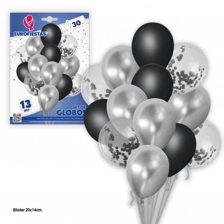 SET GLOBOS POLIA.*13 ROSA-ESTRELLAS PLATA