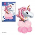 SET 9 GLOBOS ROSAS CON UNICORNIO