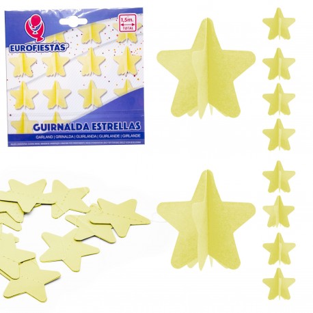 GUIRNALDA ESTRELLAS PAPEL AMARILLA